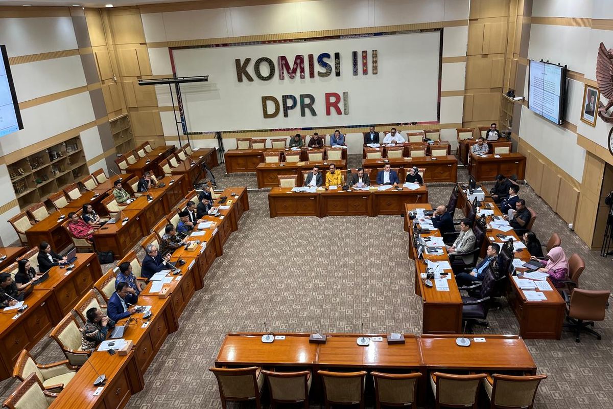 Rapat Dengar Pendapat Umum (RDPU) Rancangan Kitab Undang-Undang Hukum Acara Pidana (KUHAP) di Komisi III DPR RI, Gedung DPR, Jakarta, Rabu (5/3/2025).